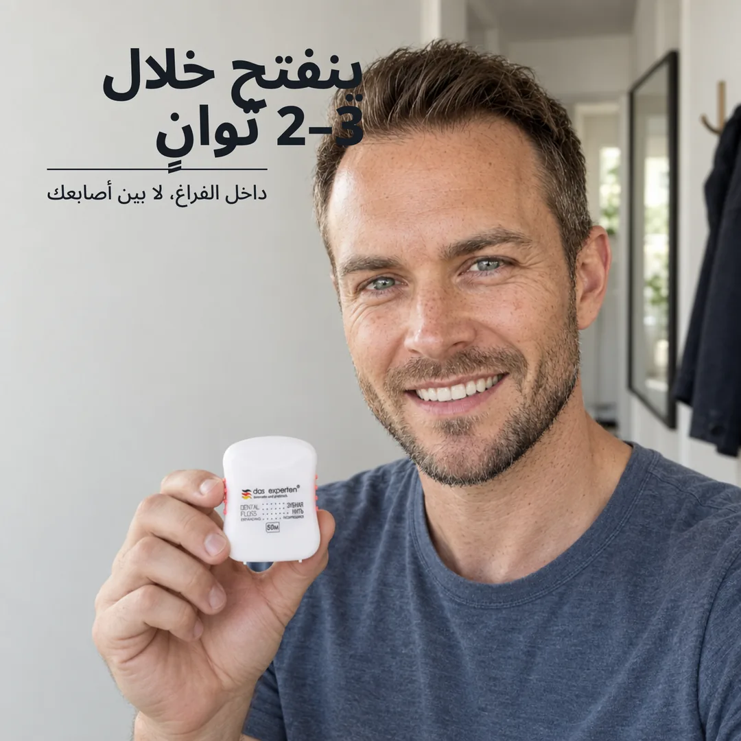 ينفتح خلال 2–3 ثوانٍ — داخل الفراغ، لا بين أصابعك