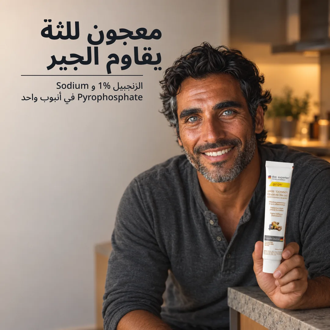 معجون للثة يقاوم الجير — الزنجبيل 1% و Sodium Pyrophosphate في أنبوب واحد