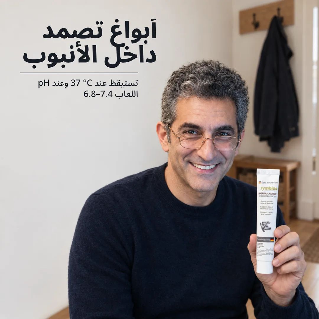 أبواغ تصمد داخل الأنبوب — تستيقظ عند 37 °C وعند pH اللعاب 6.8–7.4