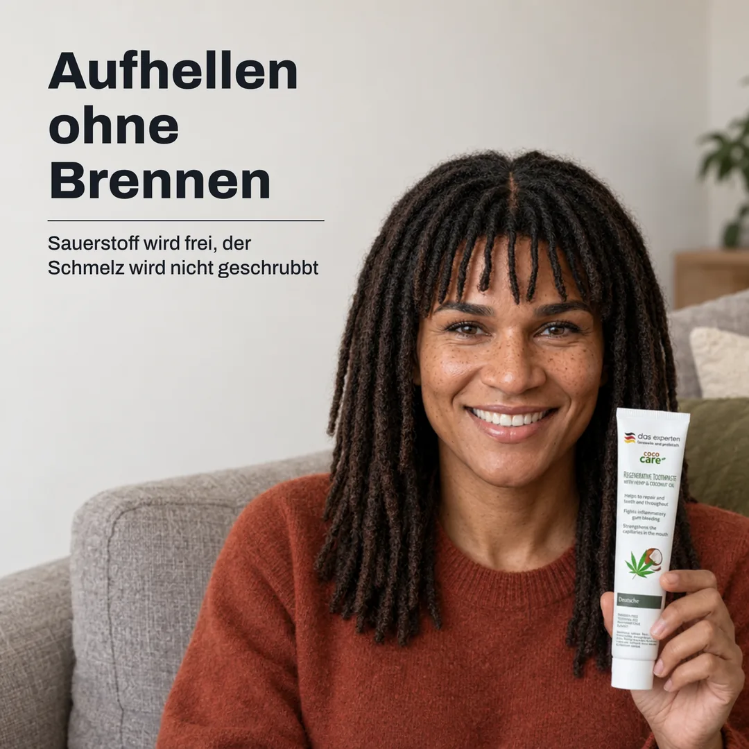Aufhellen ohne Brennen — Sauerstoff wird frei, der Schmelz wird nicht geschrubbt