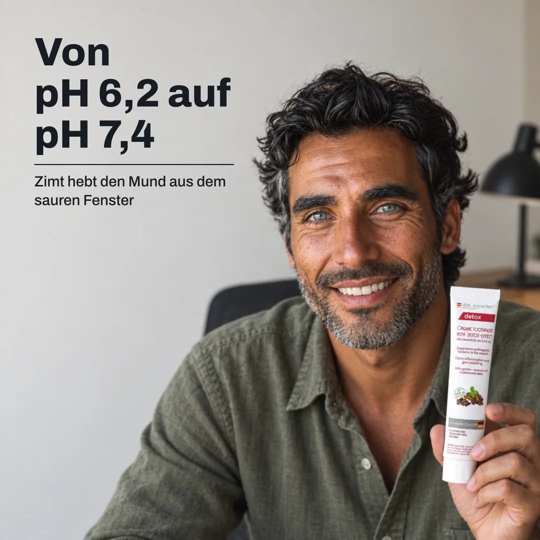 Von pH 6,2 auf pH 7,4 — Zimt hebt den Mund aus dem sauren Fenster