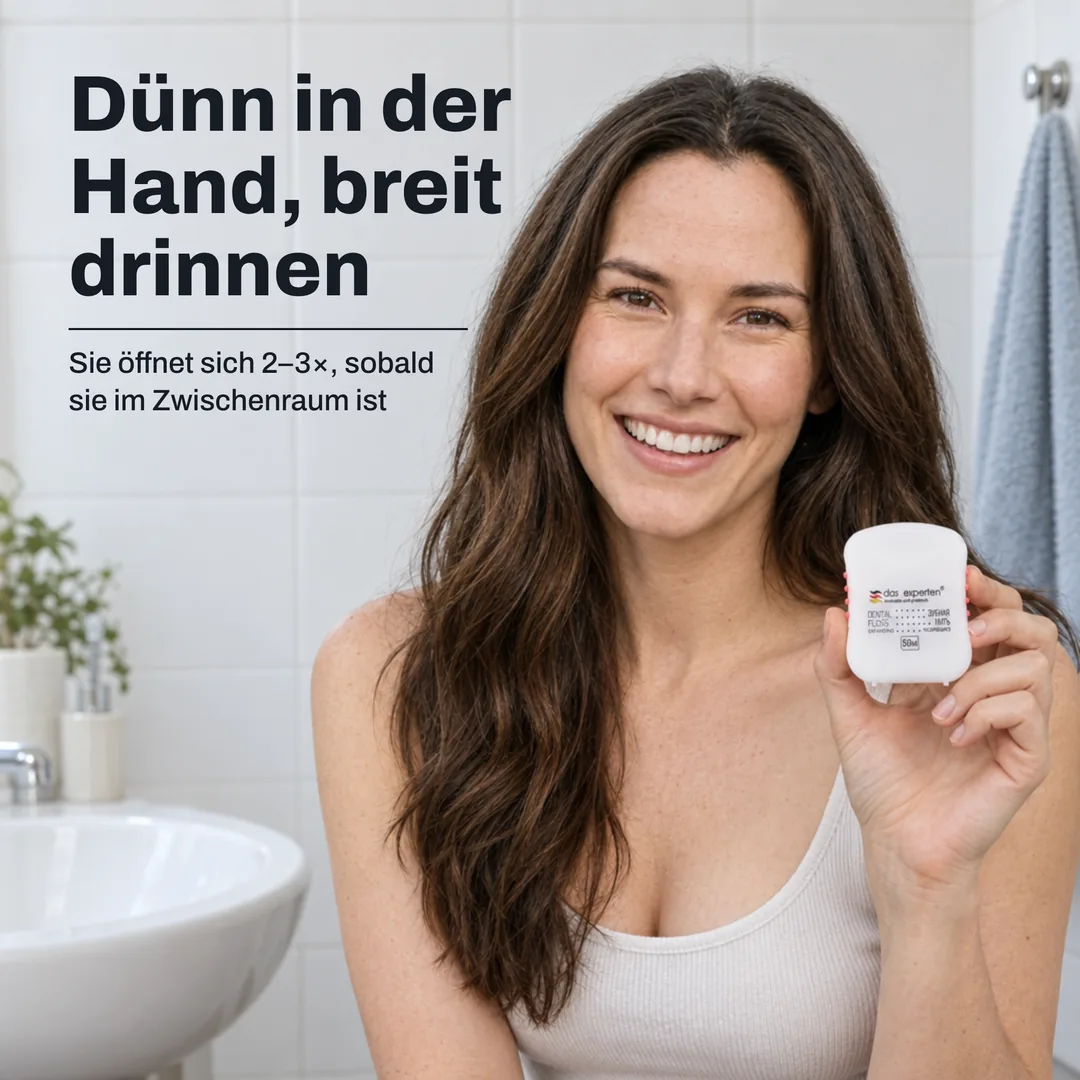 Dünn in der Hand, breit drinnen — Sie öffnet sich 2–3×, sobald sie im Zwischenraum ist