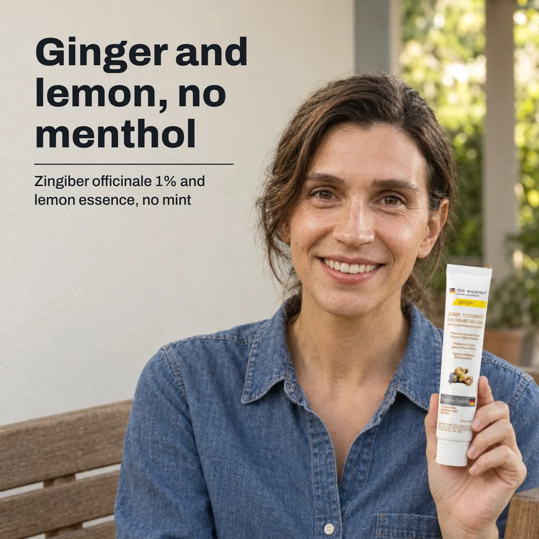 Ginger and lemon, no menthol — Zingiber officinale 1% and lemon essence, no mint
