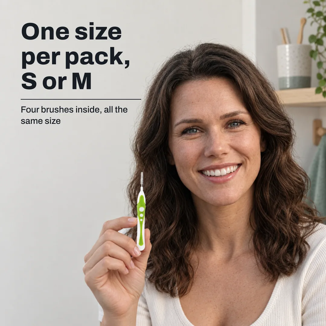 One size per pack, S or M — Four brushes inside, all the same size