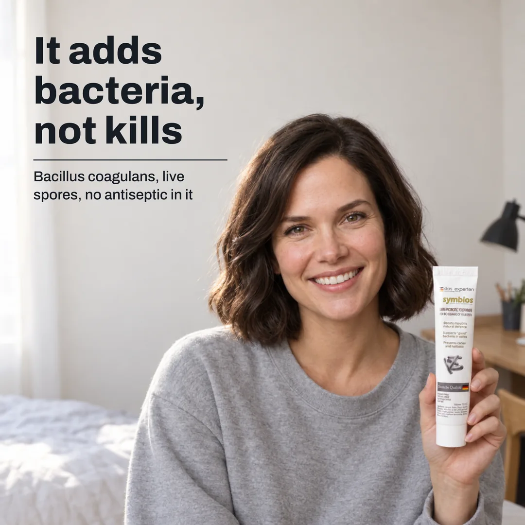 It adds bacteria, not kills — Bacillus coagulans, live spores, no antiseptic in it