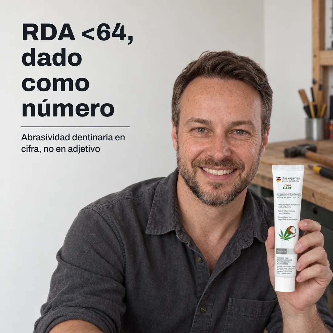 RDA <64, dado como número — Abrasividad dentinaria en cifra, no en adjetivo