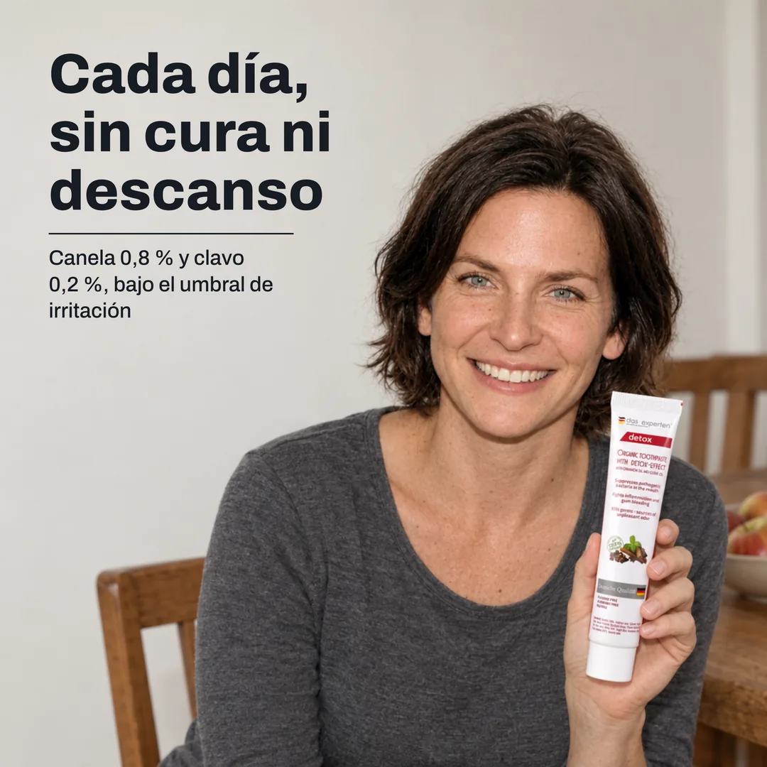 Cada día, sin cura ni descanso — Canela 0,8 % y clavo 0,2 %, bajo el umbral de irritación