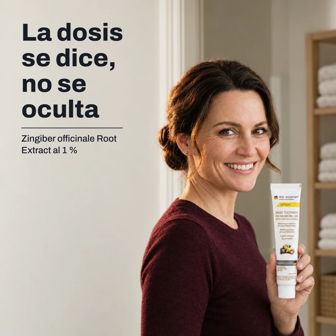 La dosis se dice, no se oculta — Zingiber officinale Root Extract al 1 %
