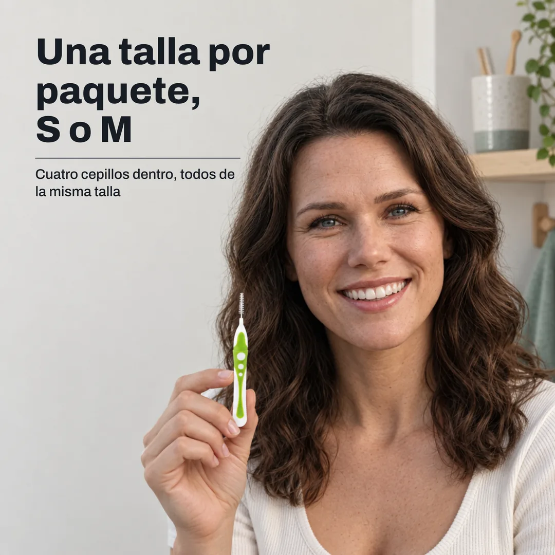 Una talla por paquete, S o M — Cuatro cepillos dentro, todos de la misma talla