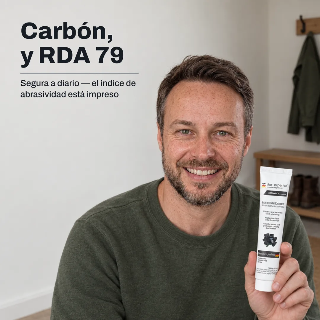 Carbón, y RDA 79 — Segura a diario — el índice de abrasividad está impreso