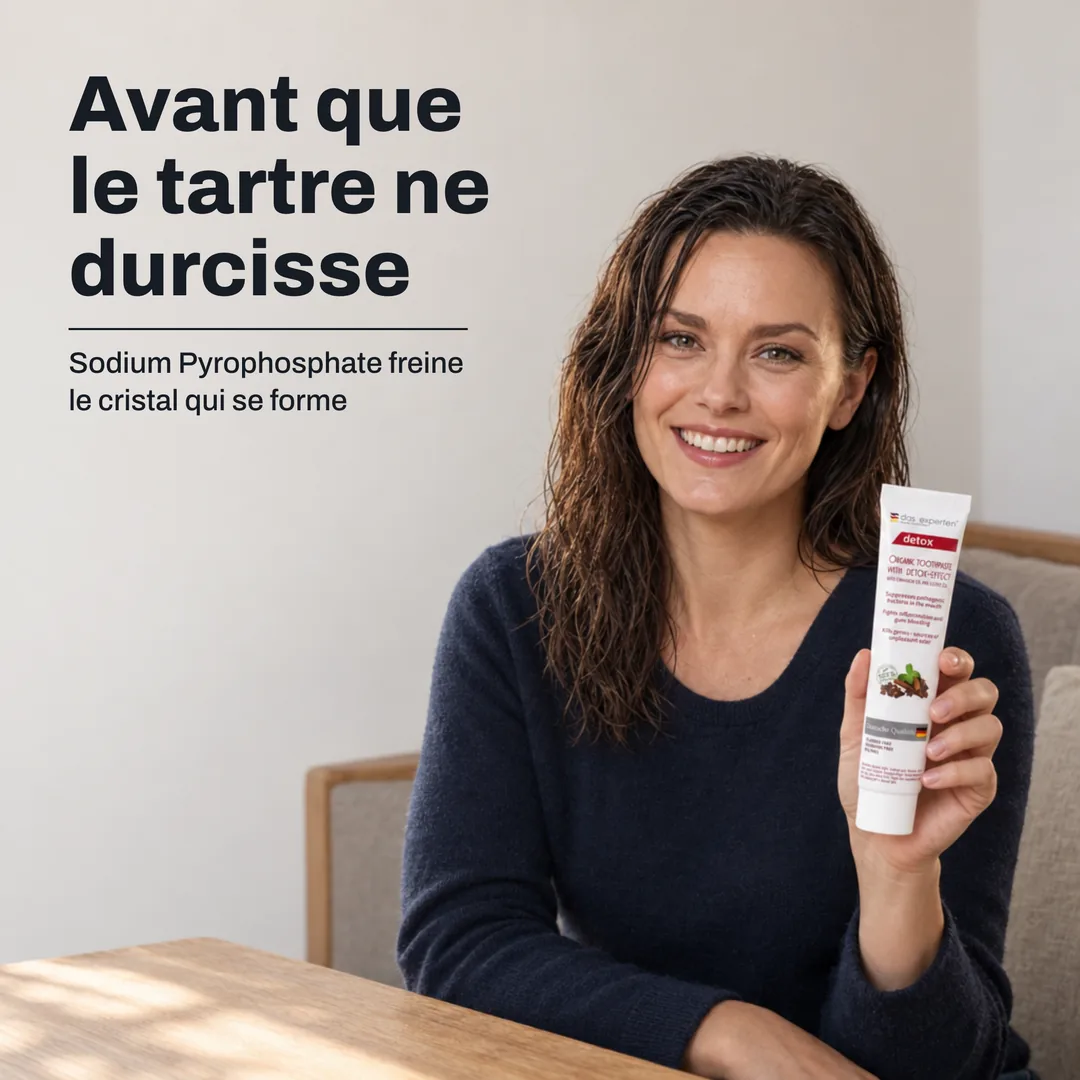 Avant que le tartre ne durcisse — Sodium Pyrophosphate freine le cristal qui se forme