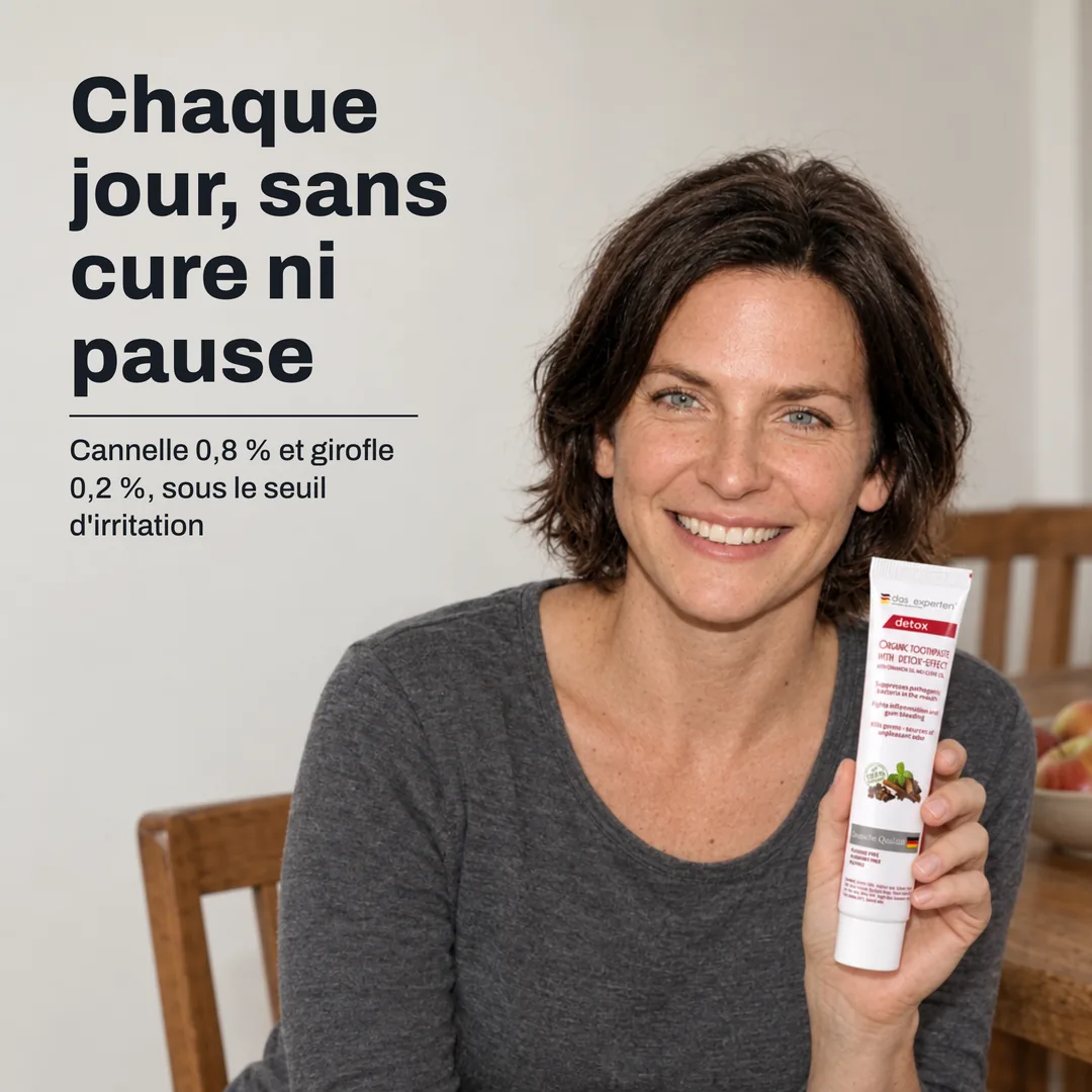 Chaque jour, sans cure ni pause — Cannelle 0,8 % et girofle 0,2 %, sous le seuil d'irritation