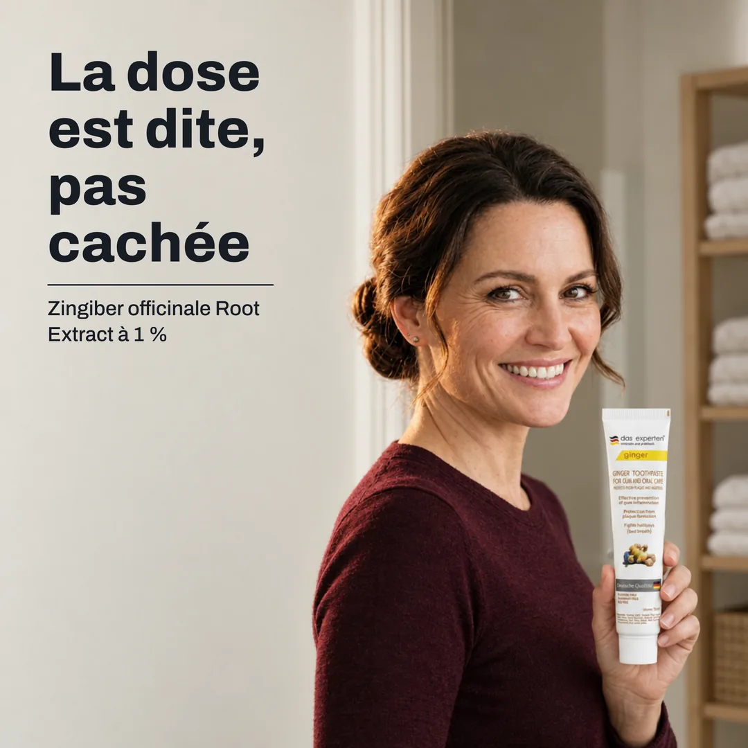 La dose est dite, pas cachée — Zingiber officinale Root Extract à 1 %