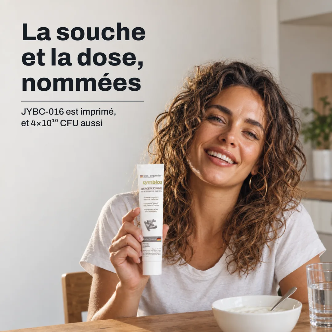 La souche et la dose, nommées — JYBC-016 est imprimé, et 4×10¹⁰ CFU aussi