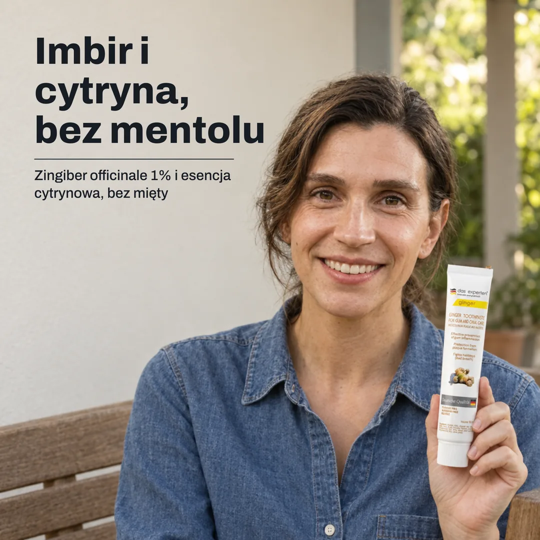 Imbir i cytryna, bez mentolu — Zingiber officinale 1% i esencja cytrynowa, bez mięty