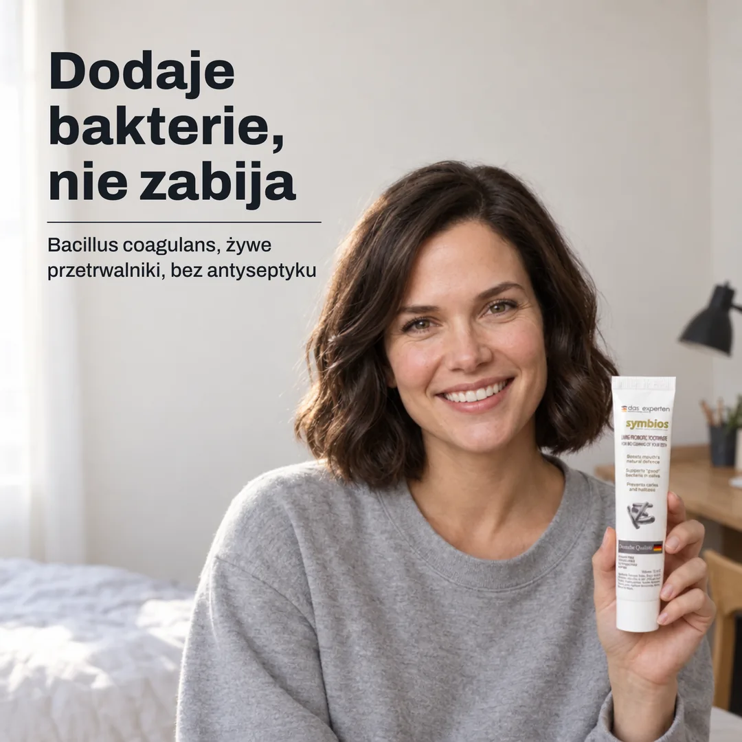Dodaje bakterie, nie zabija — Bacillus coagulans, żywe przetrwalniki, bez antyseptyku