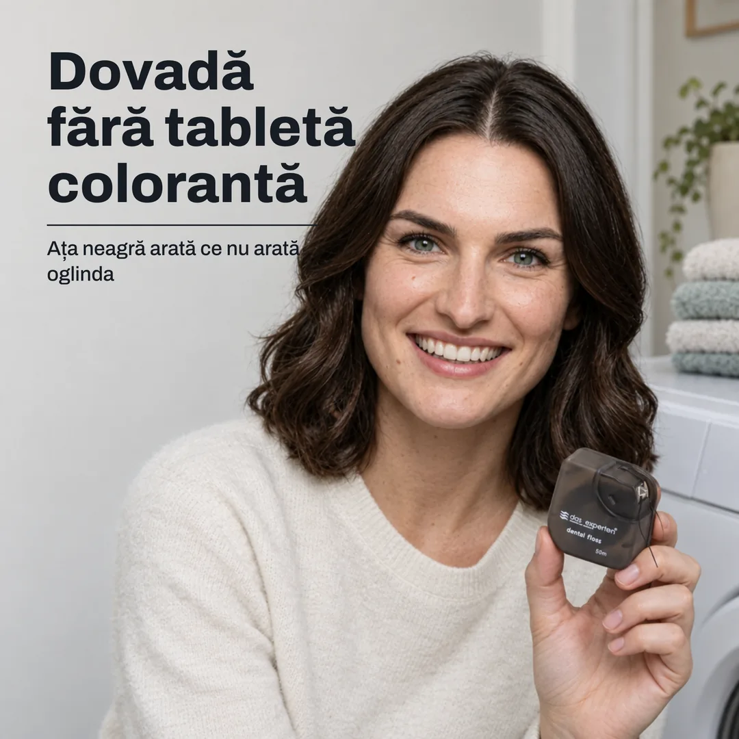 Dovadă fără tabletă colorantă — Ața neagră arată ce nu arată oglinda