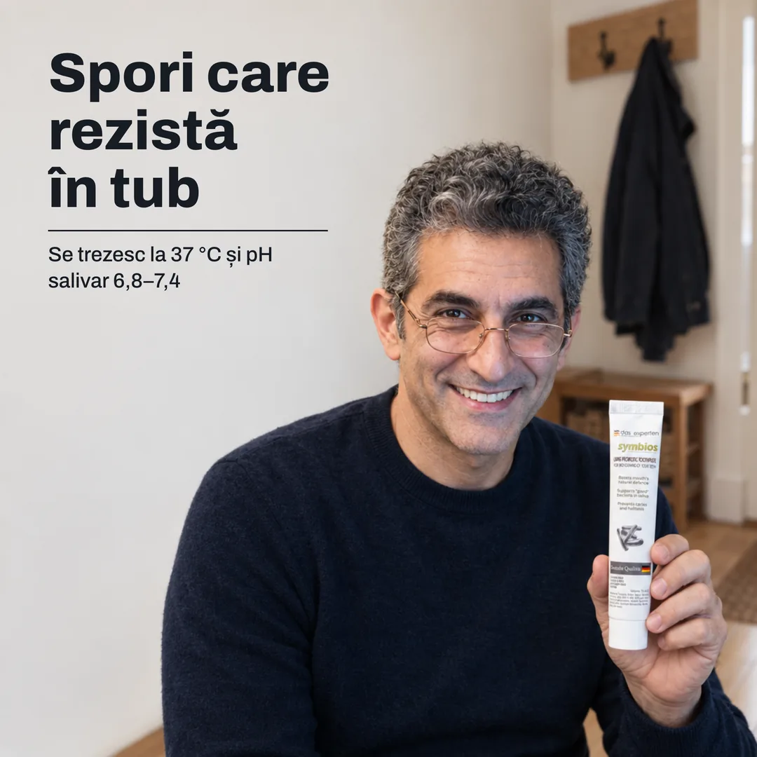 Spori care rezistă în tub — Se trezesc la 37 °C și pH salivar 6,8–7,4