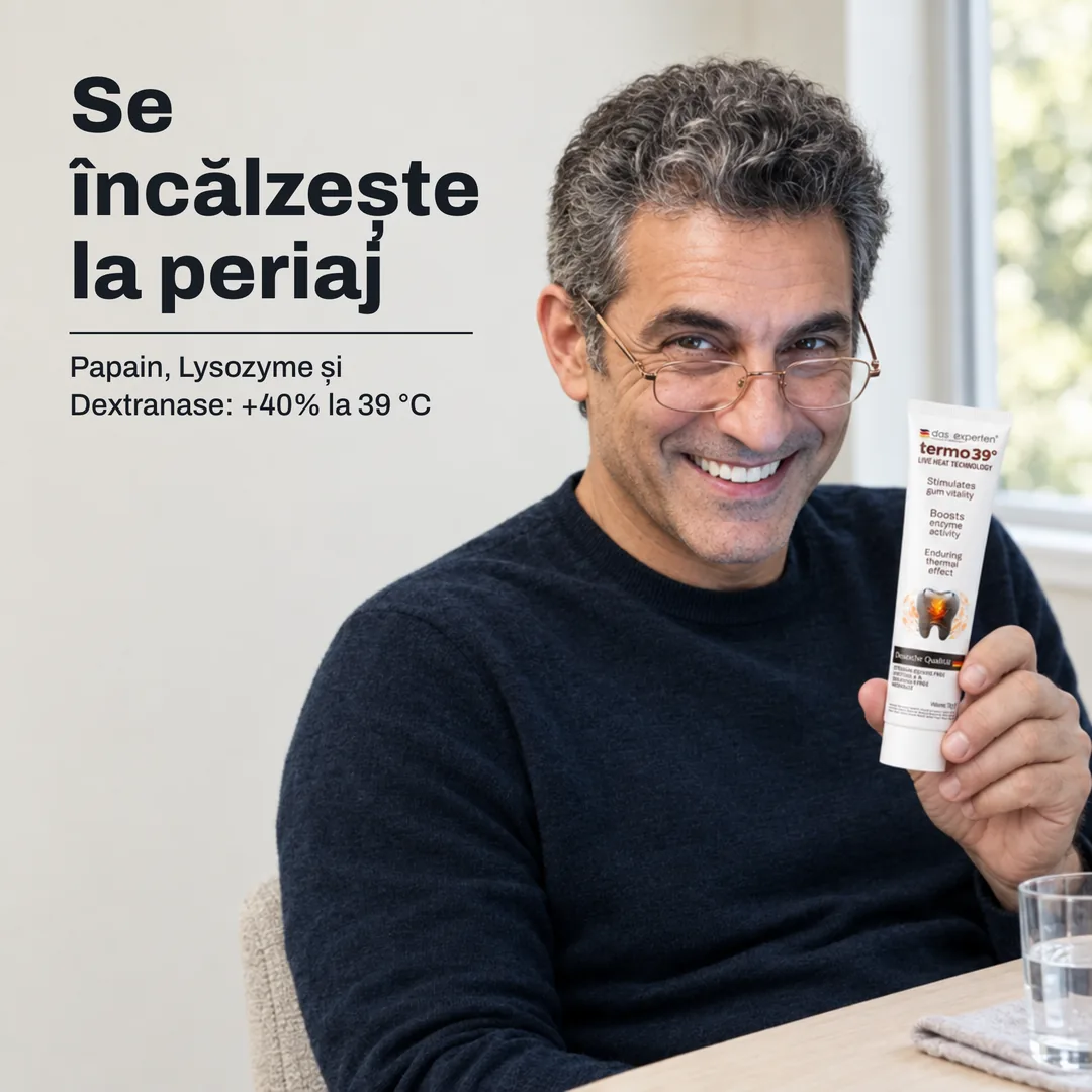 Se încălzește la periaj — Papain, Lysozyme și Dextranase: +40% la 39 °C