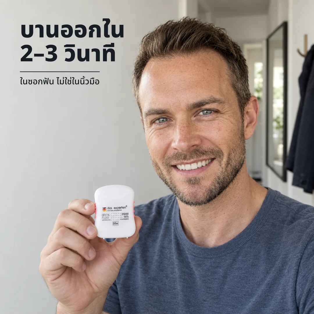 บานออกใน 2–3 วินาที — ในซอกฟัน ไม่ใช่ในนิ้วมือ