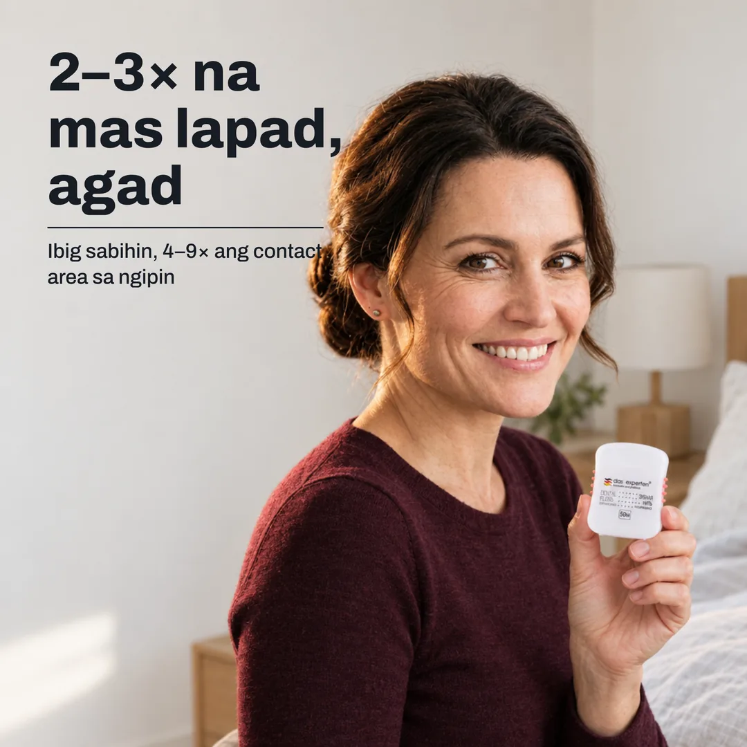 2–3× na mas lapad, agad — Ibig sabihin, 4–9× ang contact area sa ngipin