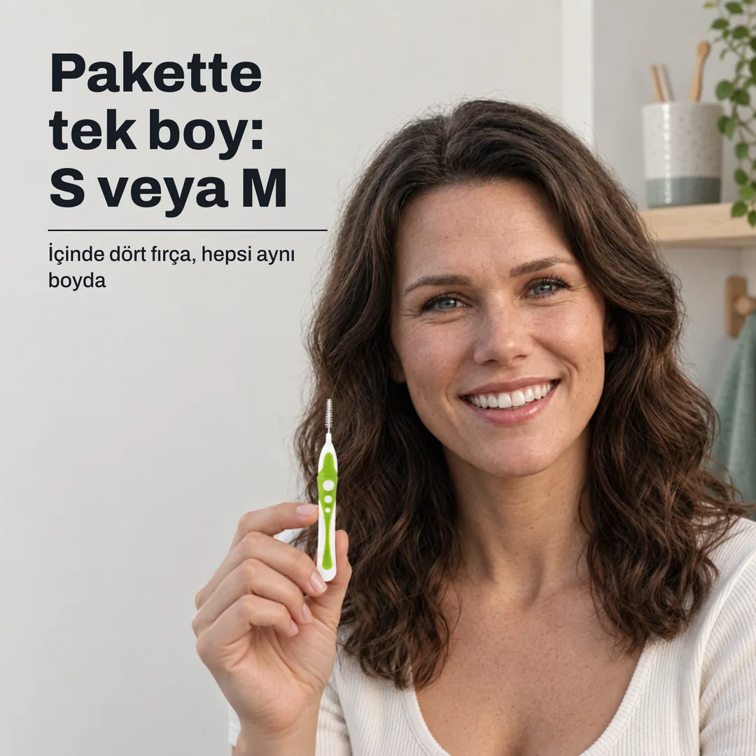 Pakette tek boy: S veya M — İçinde dört fırça, hepsi aynı boyda
