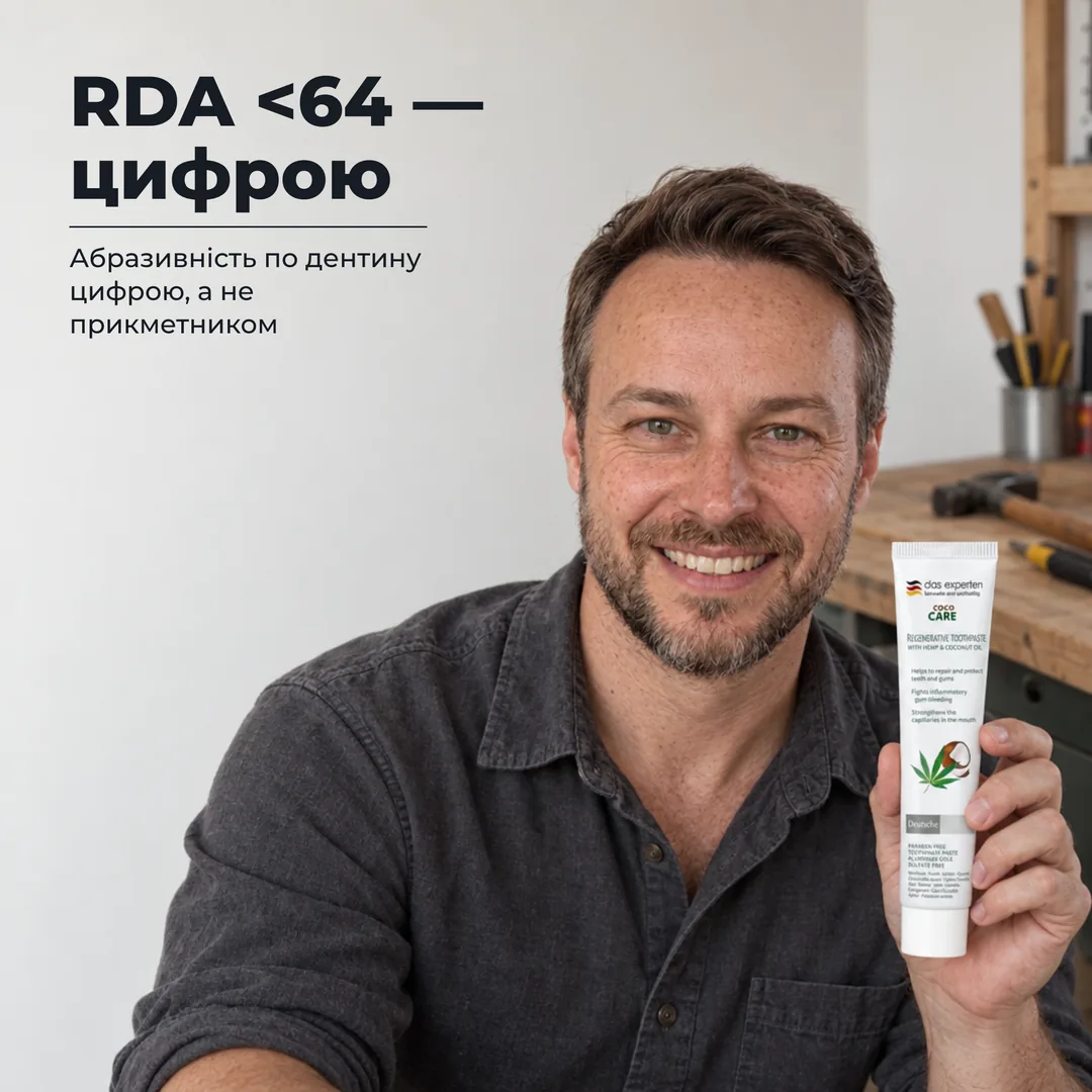 RDA <64 — цифрою — Абразивність по дентину цифрою, а не прикметником