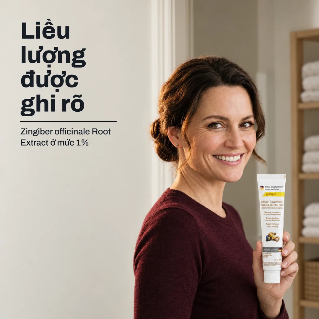 Liều lượng được ghi rõ — Zingiber officinale Root Extract ở mức 1%
