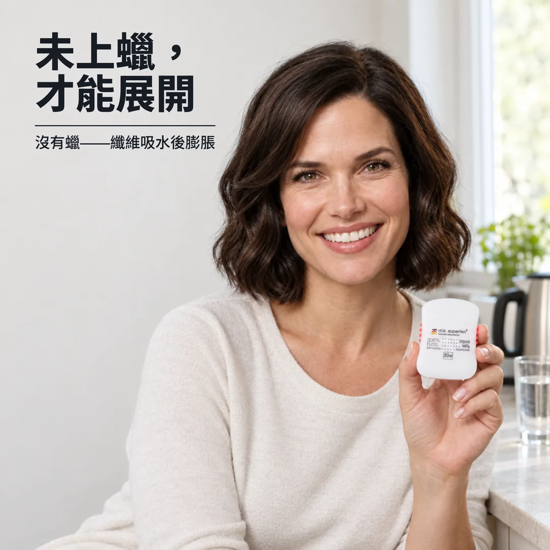 未上蠟，才能展開 — 沒有蠟——纖維吸水後膨脹